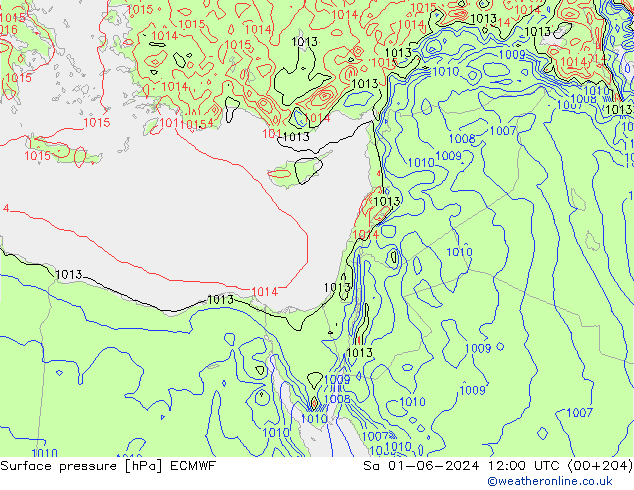 Surface pressure ECMWF Sa 01.06.2024 12 UTC