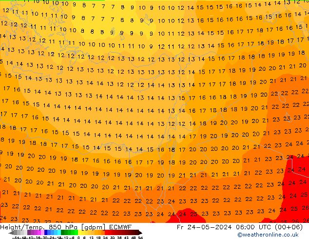 Height/Temp. 850 hPa ECMWF Sex 24.05.2024 06 UTC