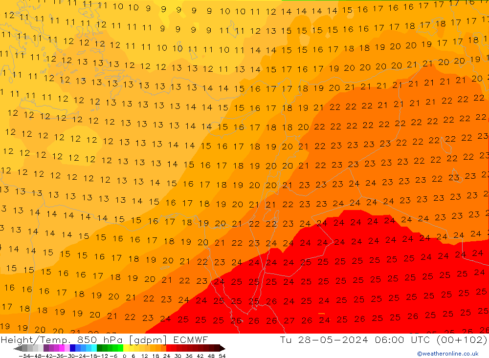 Height/Temp. 850 hPa ECMWF  28.05.2024 06 UTC