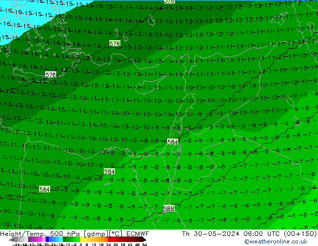 Yükseklik/Sıc. 500 hPa ECMWF Per 30.05.2024 06 UTC