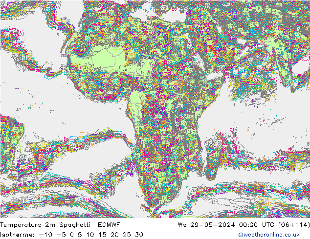 карта температуры Spaghetti ECMWF ср 29.05.2024 00 UTC