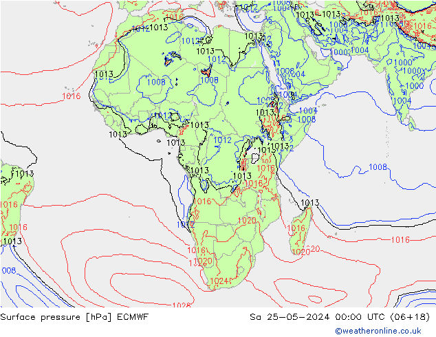 Atmosférický tlak ECMWF So 25.05.2024 00 UTC