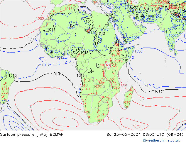 ciśnienie ECMWF so. 25.05.2024 06 UTC