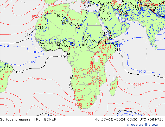 Surface pressure ECMWF Mo 27.05.2024 06 UTC