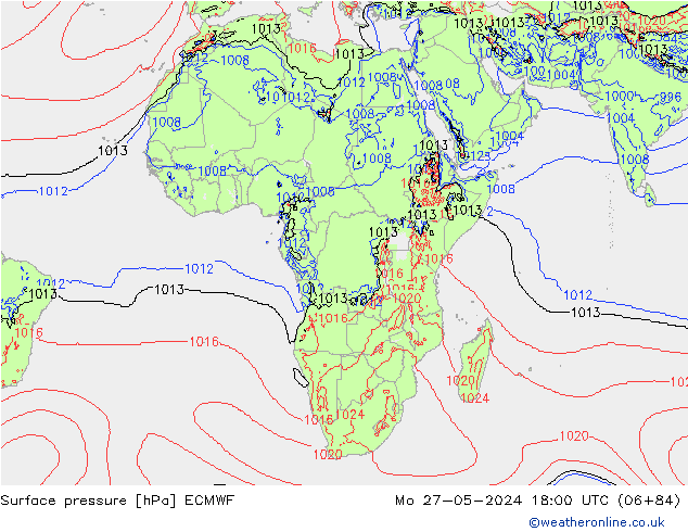 Pressione al suolo ECMWF lun 27.05.2024 18 UTC