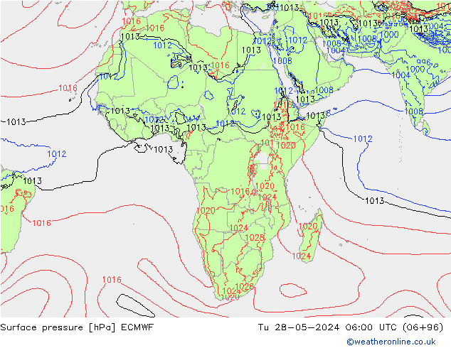 Yer basıncı ECMWF Sa 28.05.2024 06 UTC