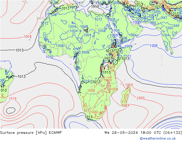 Surface pressure ECMWF We 29.05.2024 18 UTC