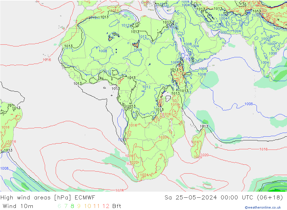 High wind areas ECMWF  25.05.2024 00 UTC