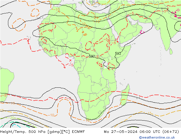 Height/Temp. 500 hPa ECMWF Mo 27.05.2024 06 UTC