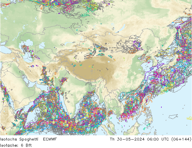 Isotachs Spaghetti ECMWF Qui 30.05.2024 06 UTC