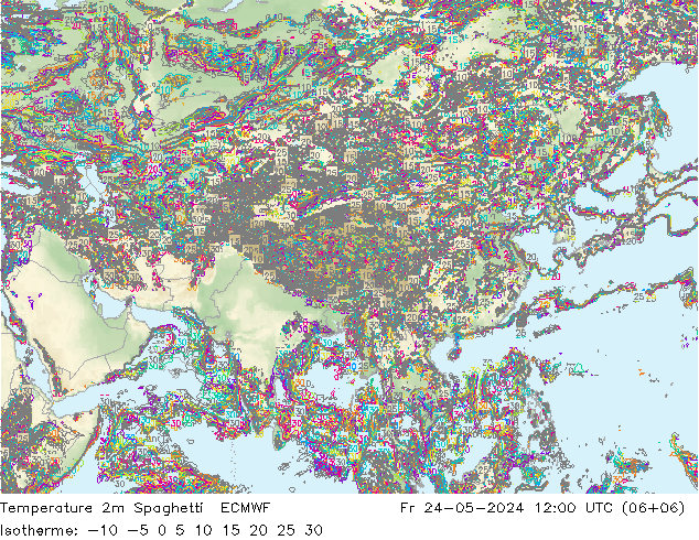 Temperatuurkaart Spaghetti ECMWF vr 24.05.2024 12 UTC