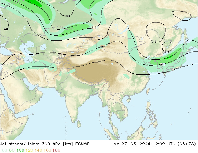 Jet stream/Height 300 hPa ECMWF Po 27.05.2024 12 UTC