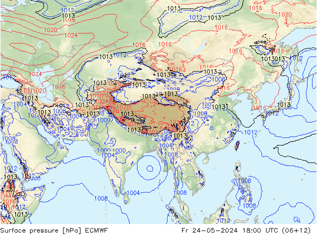 Surface pressure ECMWF Fr 24.05.2024 18 UTC