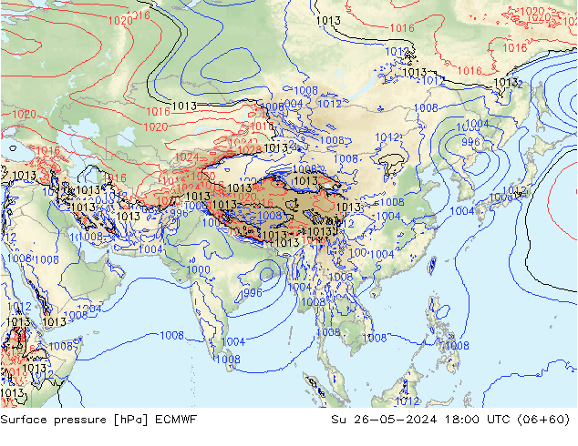 приземное давление ECMWF Вс 26.05.2024 18 UTC