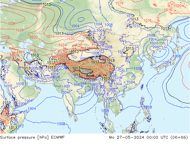 Surface pressure ECMWF Mo 27.05.2024 00 UTC