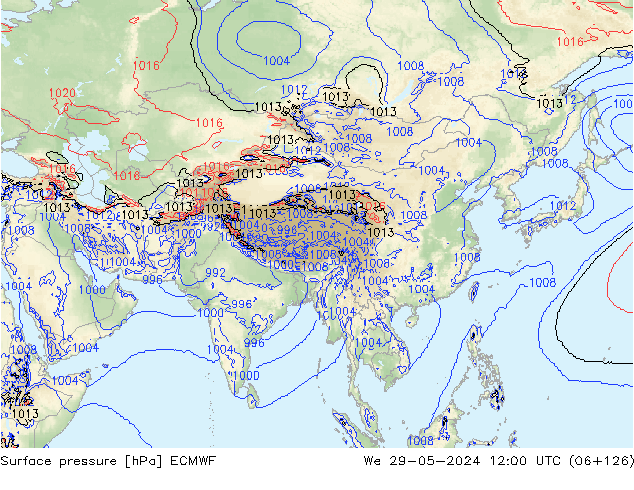 Surface pressure ECMWF We 29.05.2024 12 UTC