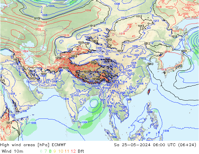 Windvelden ECMWF za 25.05.2024 06 UTC