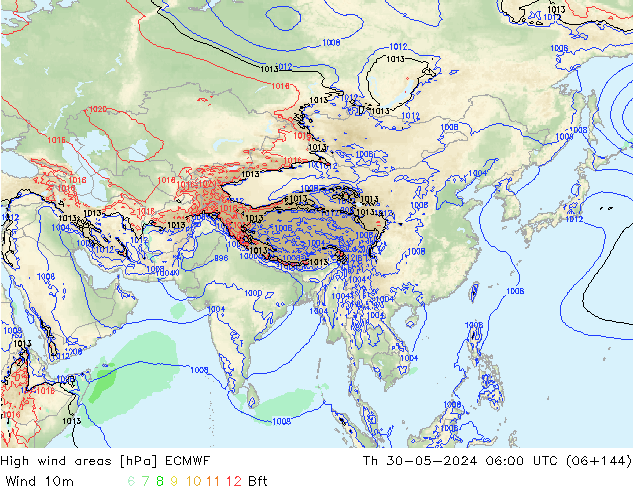 yüksek rüzgarlı alanlar ECMWF Per 30.05.2024 06 UTC