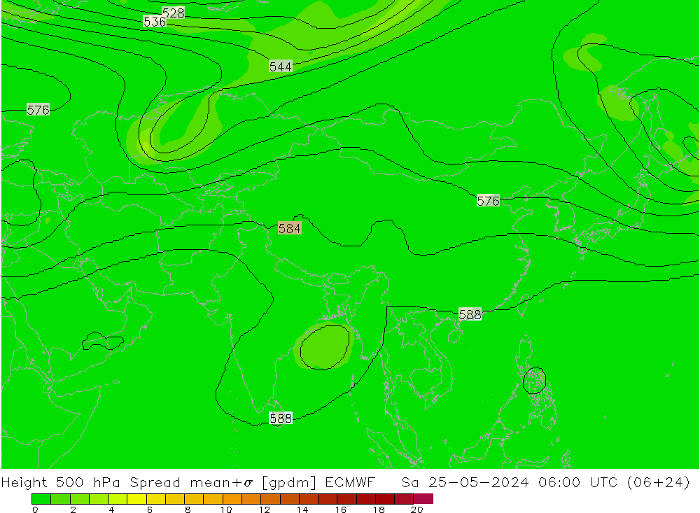 500 hPa Yüksekliği Spread ECMWF Cts 25.05.2024 06 UTC