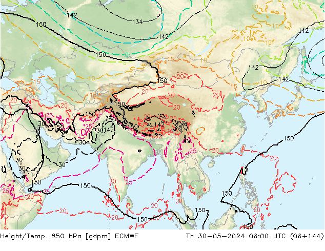 Height/Temp. 850 hPa ECMWF Th 30.05.2024 06 UTC