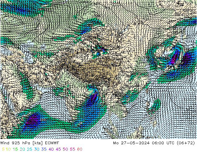 Wind 925 hPa ECMWF Mo 27.05.2024 06 UTC