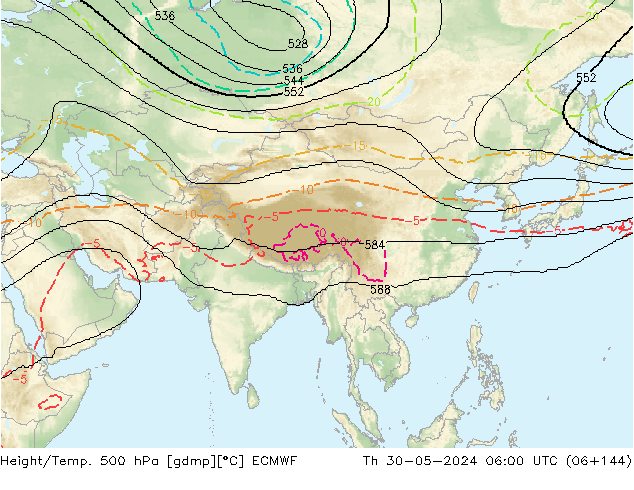 Height/Temp. 500 hPa ECMWF Th 30.05.2024 06 UTC