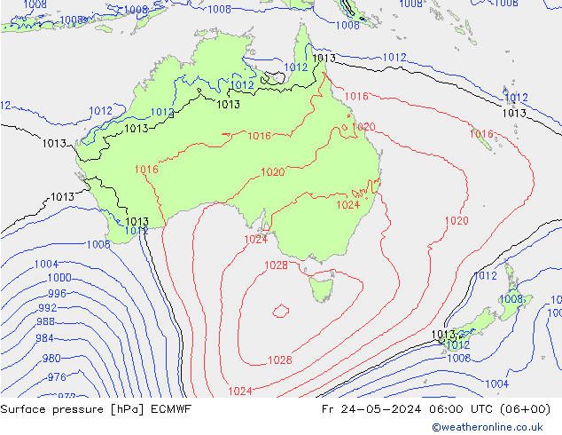 Atmosférický tlak ECMWF Pá 24.05.2024 06 UTC