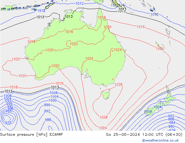 Surface pressure ECMWF Sa 25.05.2024 12 UTC