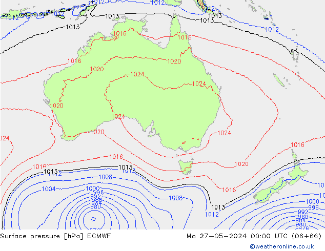 Surface pressure ECMWF Mo 27.05.2024 00 UTC