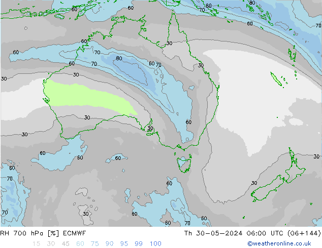 RV 700 hPa ECMWF do 30.05.2024 06 UTC