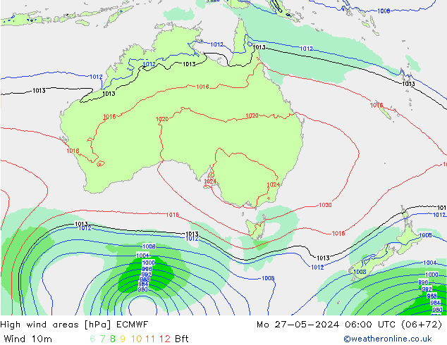 yüksek rüzgarlı alanlar ECMWF Pzt 27.05.2024 06 UTC