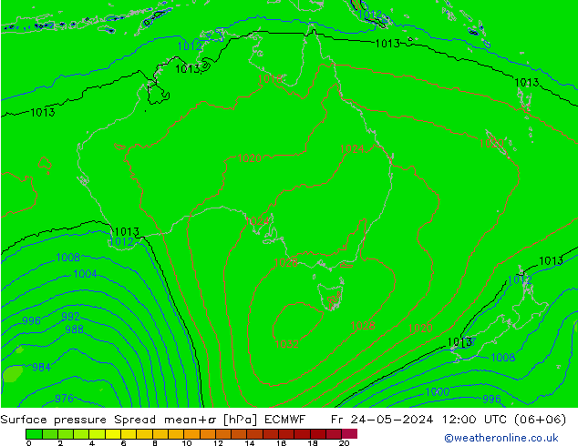 Surface pressure Spread ECMWF Fr 24.05.2024 12 UTC