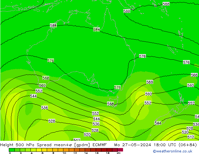 Height 500 hPa Spread ECMWF Po 27.05.2024 18 UTC