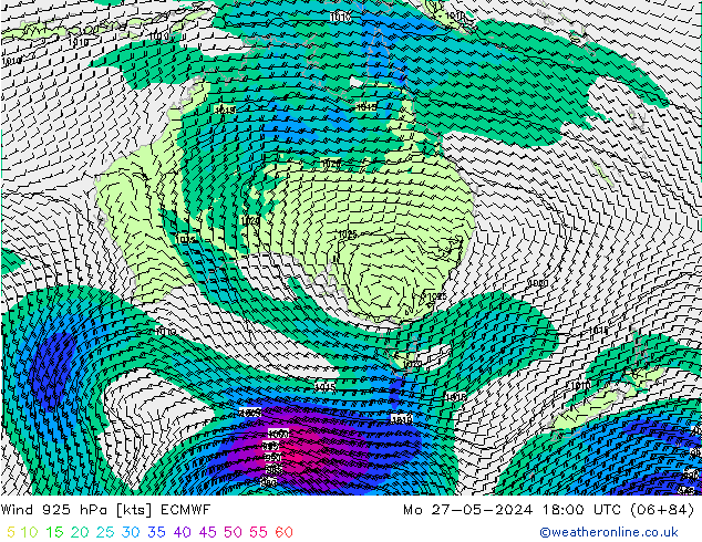 Vento 925 hPa ECMWF Seg 27.05.2024 18 UTC