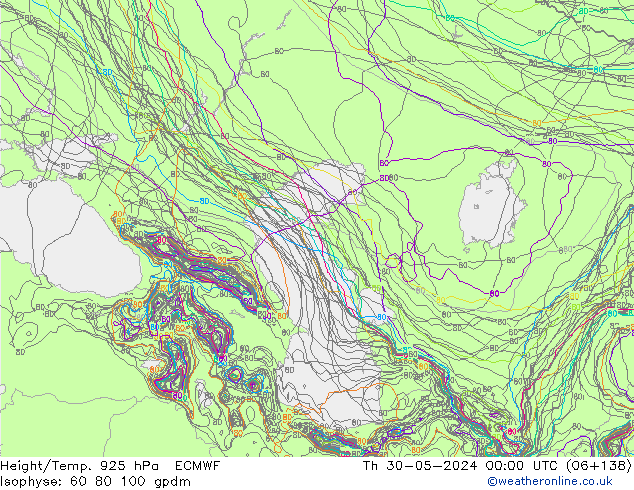 Géop./Temp. 925 hPa ECMWF jeu 30.05.2024 00 UTC