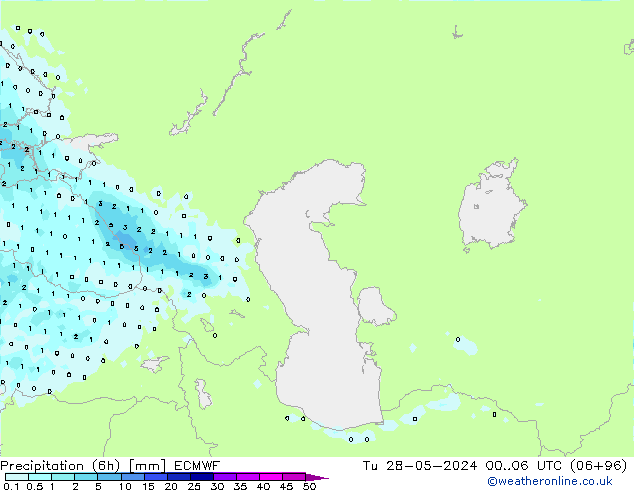 Précipitation (6h) ECMWF mar 28.05.2024 06 UTC