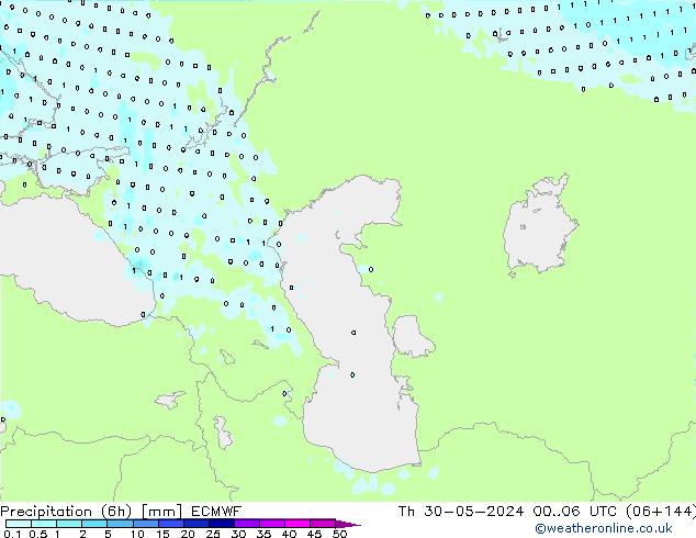 Precipitación (6h) ECMWF jue 30.05.2024 06 UTC