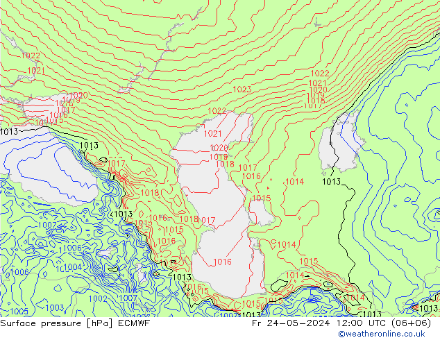 pressão do solo ECMWF Sex 24.05.2024 12 UTC