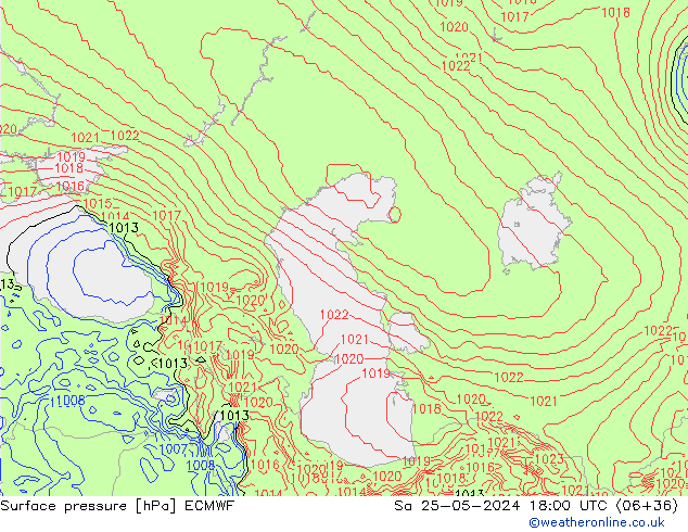 Surface pressure ECMWF Sa 25.05.2024 18 UTC