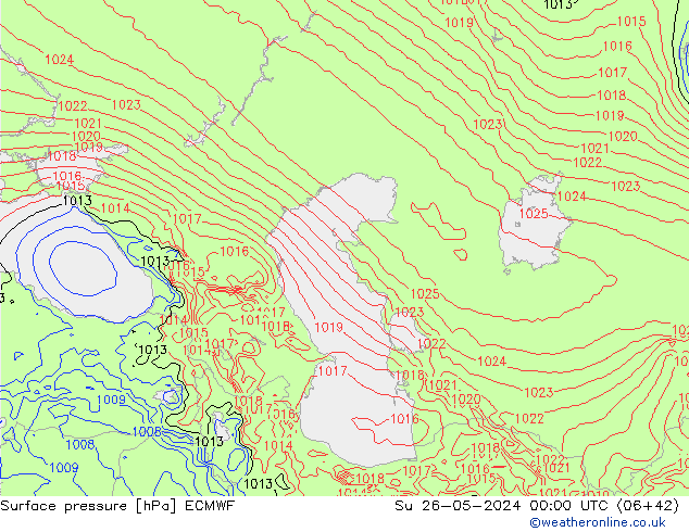 Luchtdruk (Grond) ECMWF zo 26.05.2024 00 UTC