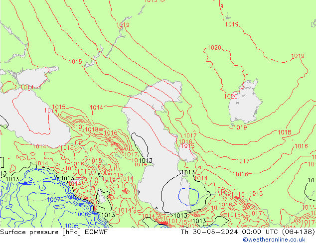 Surface pressure ECMWF Th 30.05.2024 00 UTC