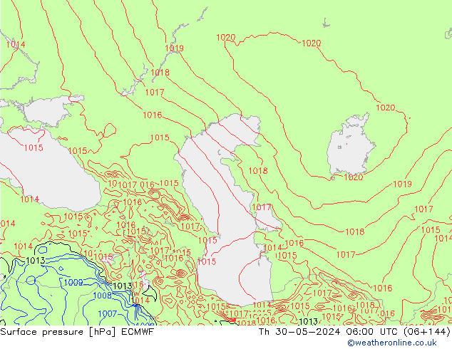 Pressione al suolo ECMWF gio 30.05.2024 06 UTC