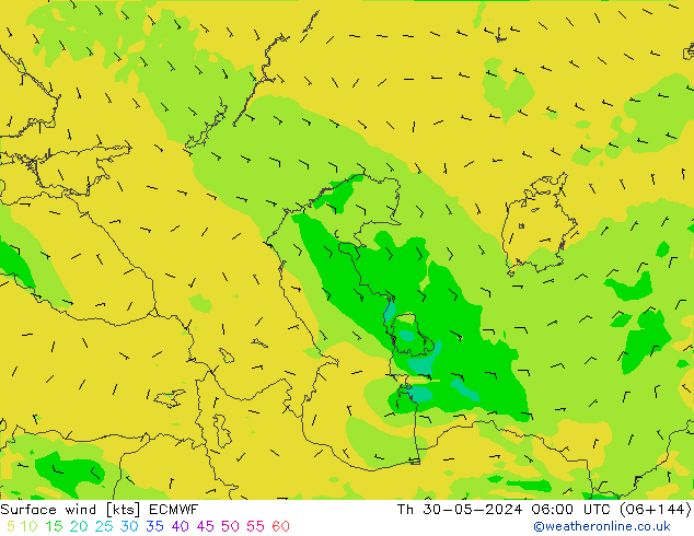 Surface wind ECMWF Th 30.05.2024 06 UTC