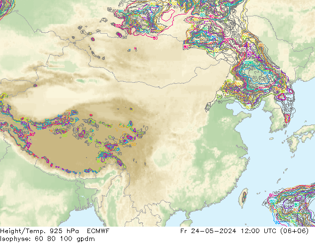 Height/Temp. 925 hPa ECMWF  24.05.2024 12 UTC