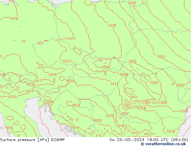 Presión superficial ECMWF sáb 25.05.2024 18 UTC