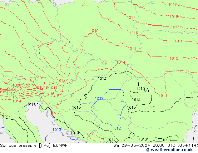 Pressione al suolo ECMWF mer 29.05.2024 00 UTC