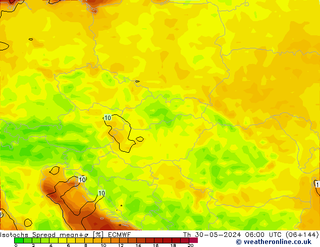 Isotachs Spread ECMWF gio 30.05.2024 06 UTC