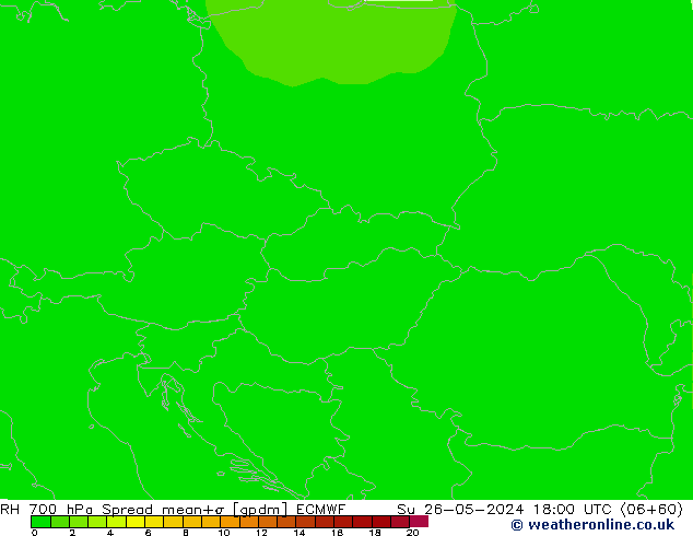 RH 700 hPa Spread ECMWF Su 26.05.2024 18 UTC