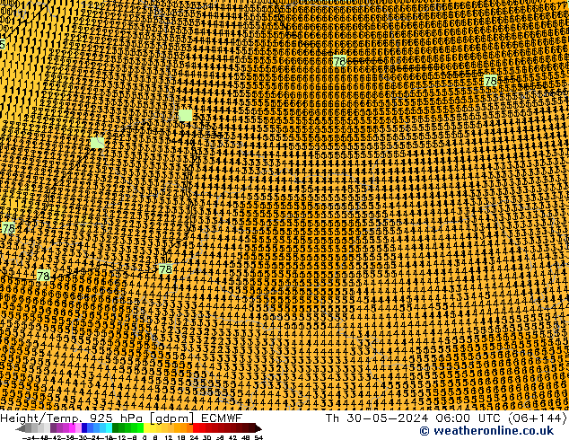 Height/Temp. 925 гПа ECMWF чт 30.05.2024 06 UTC