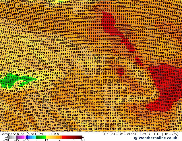 Sıcaklık Haritası (2m) ECMWF Cu 24.05.2024 12 UTC